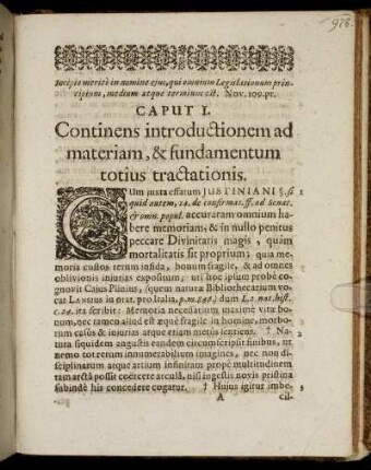 Caput I. Continens introductionem ad materiam, & fundamentum totius tractationis.