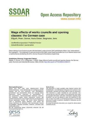 Wage effects of works councils and opening clauses: the German case