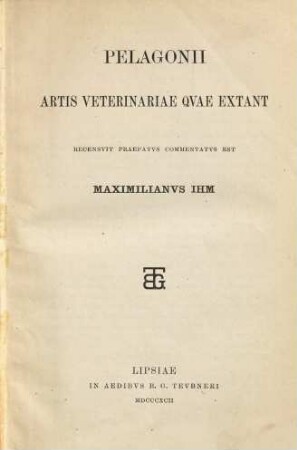 Pelagonii Artis veterinariae quae extant