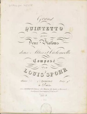 Grand quintetto : pour 2 violons, 2 altos et violoncelle ; oeuv. 34 ; 4. quintetto