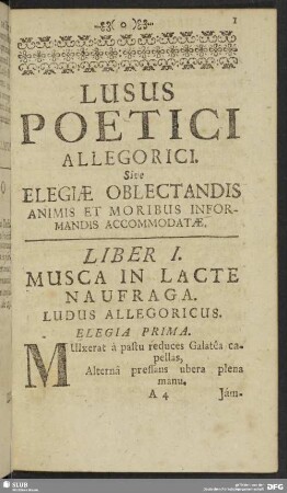 Liber I. Musca In Lacte Naufraga