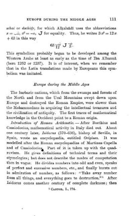 Introduction of Roman Arithmetic.
