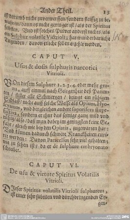 CAPUT V. Usus & dosis sulphuris narcotici Vitrioli.