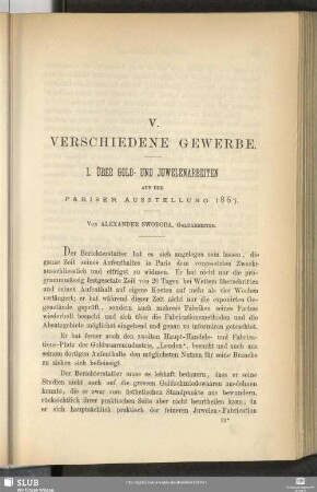 V. Verschiedene Gewerbe