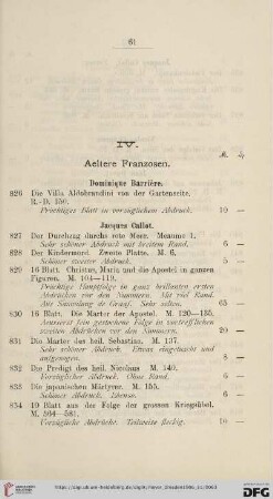 IV. Aeltere Franzosen (Nr. 826 - 873)