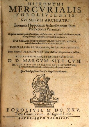 In omnes Hippocratis Aphorismorum libros praelectiones