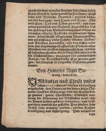 Von Heinerici Nigri Satzung/ das i. Cap.