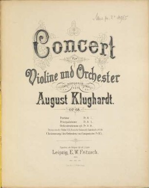 Concert für Violine und Orchester : Op. 68