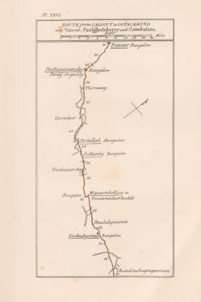 Pl. XXVI Route from Calicut to Ootacamund via Tanoor, Paulghatcherry and Coimbatore