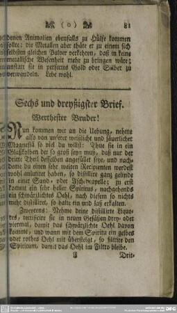 Sechs und dreyßigster Brief