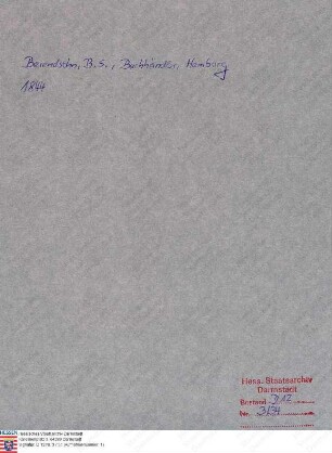 Berendsohn, B[ernhard] S[alomon], Buchhändler in Hamburg