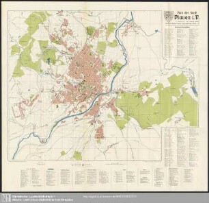 Karte : Plan der stadt Plauen im Vogtland