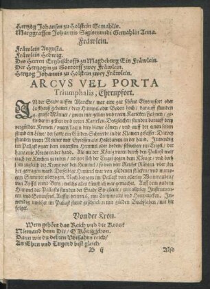 Arcus Vel Porta Triumphalis, Ehrenpfort.