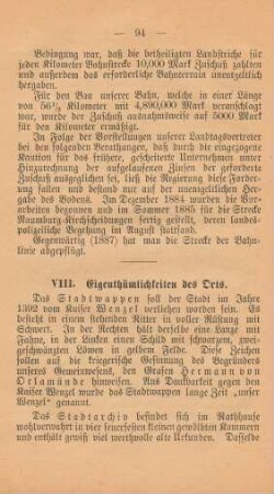 VIII. Eigenthümlichkeiten des Orts
