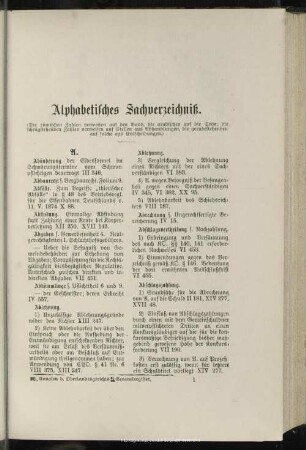 Alphabetisches Sachverzeichniß