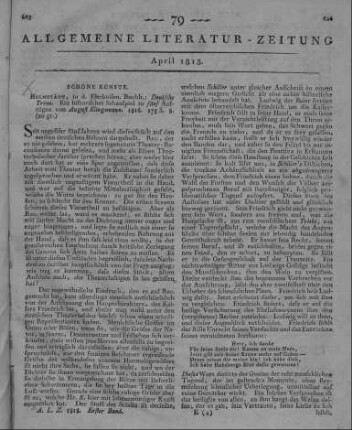 Klingemann, E. A. F.: Deutsche Treue. Ein historisches Schauspiel in fünf Aufzügen. Helmstädt: Fleckeisen 1816