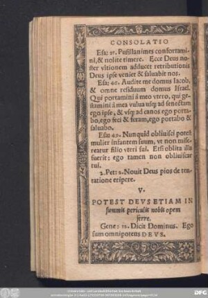 V. Potest Deus Etiam In summis periculis nobis opem ferre.