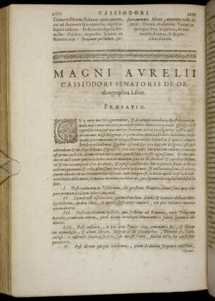 Magni Aurelii Cassiodori Senatoris De Orthographia Liber