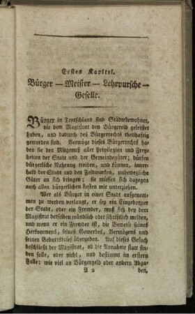 Erstes Kapitel. - Zweytes Kapitel.