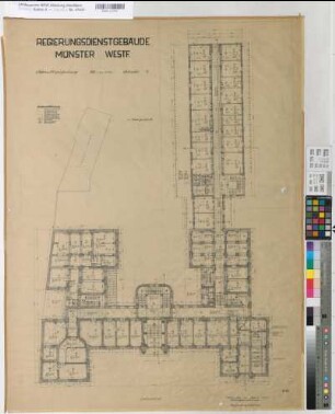 Münster (Münster) Regierung Bl. 3 Grundriß Erdgeschoß 1953 1 : 100 94 x 71 Zeichnung Hochbauamt Münster