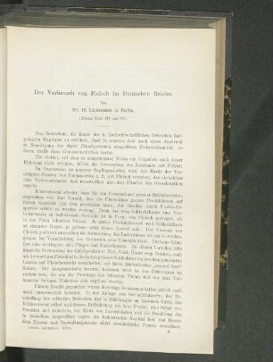 Der Verbrauch von Fleisch im Deutschen Reiche.
