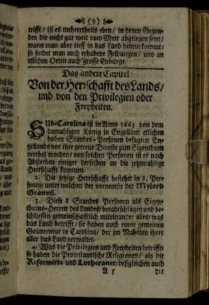 Das andere Capitel Von der Herrschafft des Lands/ und von den Privilegien oder Freyheiten.