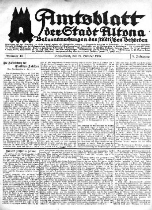 Nummer 43 : Sonnabend, den 24. Oktober 1925