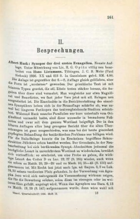 261-262 [Rezension] Synopse der drei ersten Evangelien