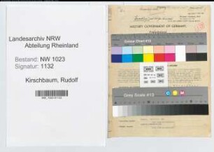 Entnazifizierung Rudolf Kirschbaum , geb. 26.10.1908 (Sparkassenbeamter)