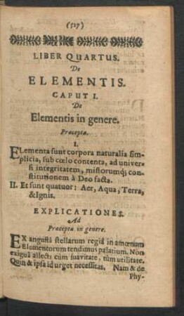 Caput I. De Elementis in genere.