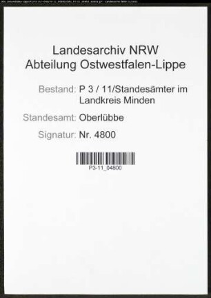 Heiratsregister Standesamt Oberlübbe