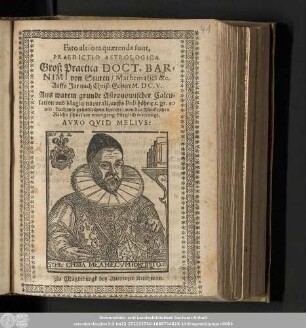 Fato altiora quærenda sunt, Praedictio Astrologica. Groß Practica Doct. Barnimi von Sturen/ Mathematici &c. Auffs Jar nach Christi Geburt M.DC.V. ...