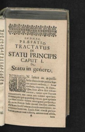Praefatio Tractatus de Statu Principis.
