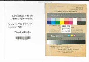 Entnazifizierung Wilhelm Wend , geb. 13.02.1893 (Lehrer)