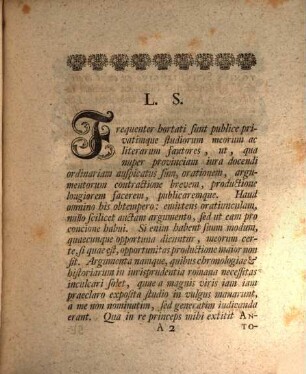 De studii iuris romani chronologici diligentius excolendi necessitate oratio
