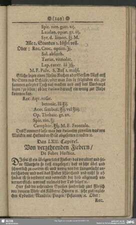 Das LXII. Capitel. Von verzehrenden Fiebern, De Febre Hectica