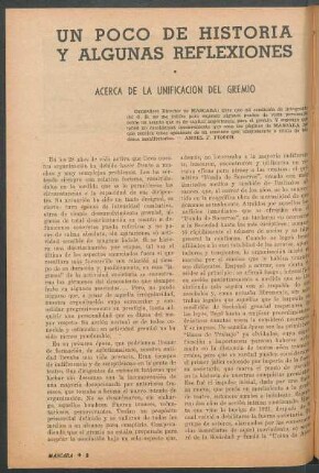 Un poco de historia y algunas reflexiones : Acerca de la unificación del gremio