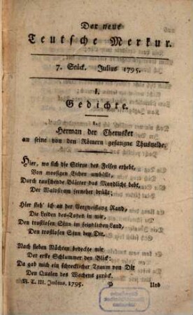 Der neue teutsche Merkur : vom Jahr .... 1795,2/3, 1795, [2/3] = Stück 7 - 11