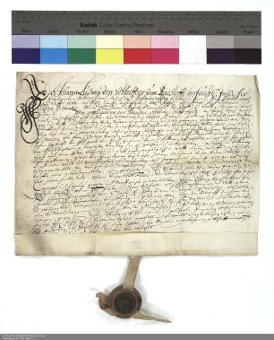 Revers Johann Ludwigs von Schleifras zum Reichlos bezüglich der Belehnung mit einer Behausung in Fulda durch Placidus [von Droste], Abt von Fulda