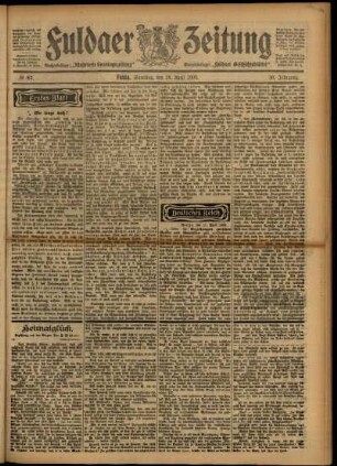 Erste Ausgabe vom Samstag, den 18. April 1903.