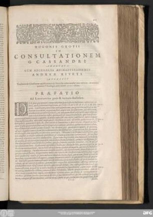 [VIII.] Hugonis Grotii In Consultationem G. Cassandri Annotata: Cum Necessariis Animadversionibus Andreae Riveti.
