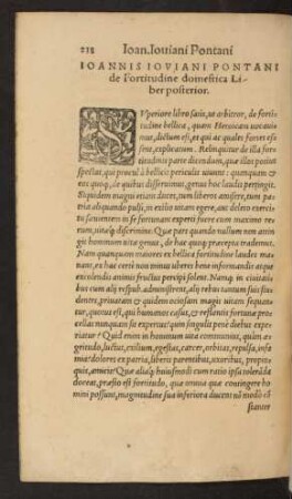Ioannis Ioviani Pontani de Fortitudine domestica Liber posterior.