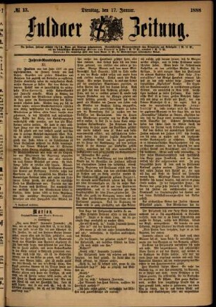Ausgabe vom Dienstag, den 17. Januar 1888.