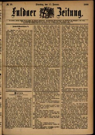 Ausgabe vom Dienstag, den 17. Januar 1888.