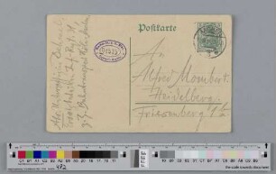 Postkarte an Alfred Mombert