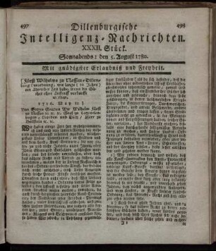 XXXII. Stück. Sonnabends : den 5. August 1780.