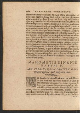 Mahometis Sinanis Bassae F. Ad Ferdinandum Comitem Hardeccium Epistola, post occupatum laurinum missa.