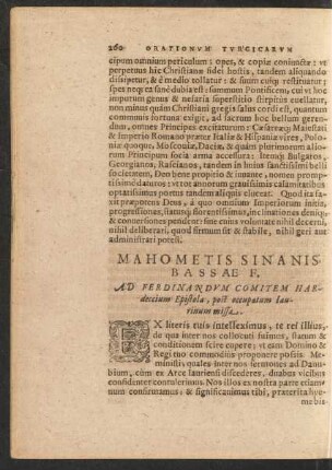 Mahometis Sinanis Bassae F. Ad Ferdinandum Comitem Hardeccium Epistola, post occupatum laurinum missa.