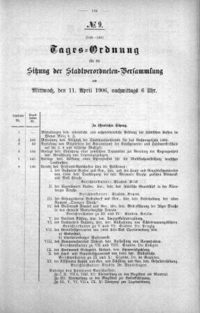 Tages-Ordnung No. 9. (143-166), 11. April 1906
