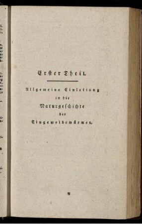 Erster Theil. Allgemeine Einleitung in die Naturgeschichte der Eingeweidewürmer.